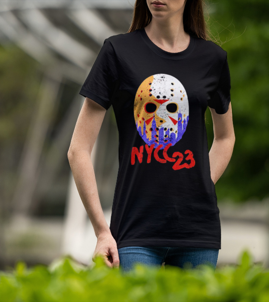 NYCC 23 Jason Voorhees Hockey Mask Skyline T-Shirt