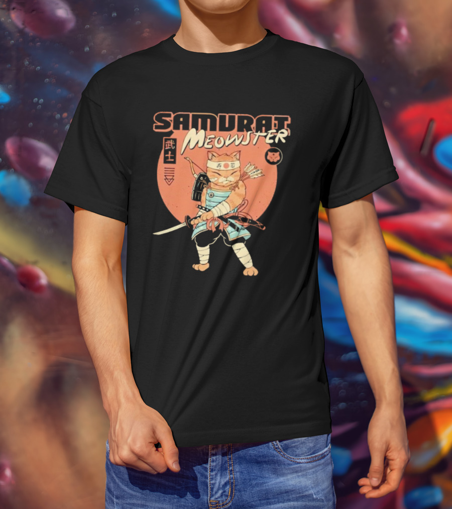 Samurai Meowster Cat With Katana And Armor T-Shirt
