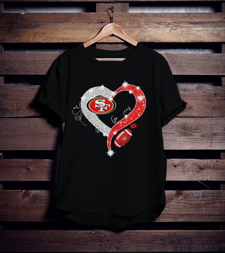 San Francisco 49ers Heart Diamond Blink Football 49ers T-Shirt