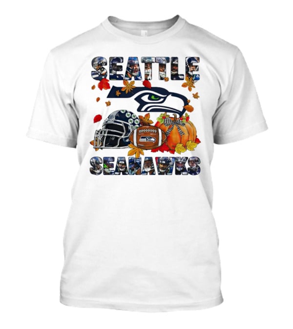 Seattle Seahawks Autumn Leaf Helmet Football Pumpkin T-Shirt