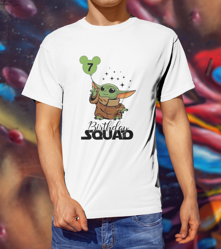 Baby Yoda Star Wars Birthday Squad 7 T-Shirt