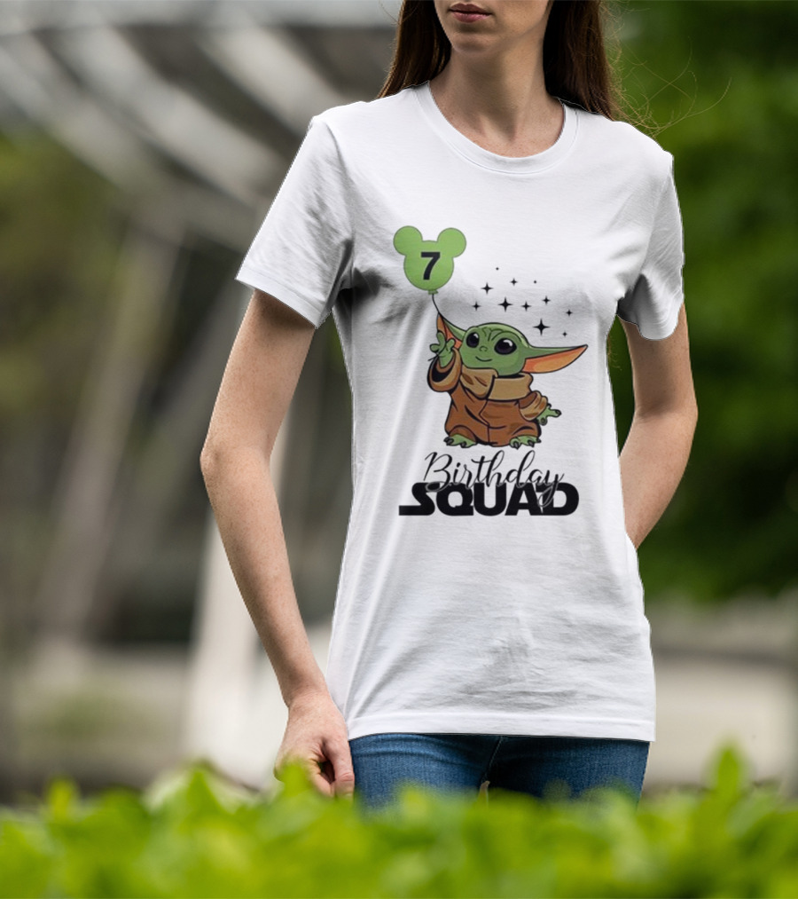 Baby Yoda Star Wars Birthday Squad 7 T-Shirt