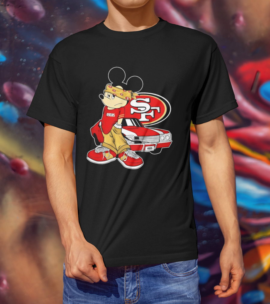 Mickey Mouse 49ers SF Car Pose T-Shirt