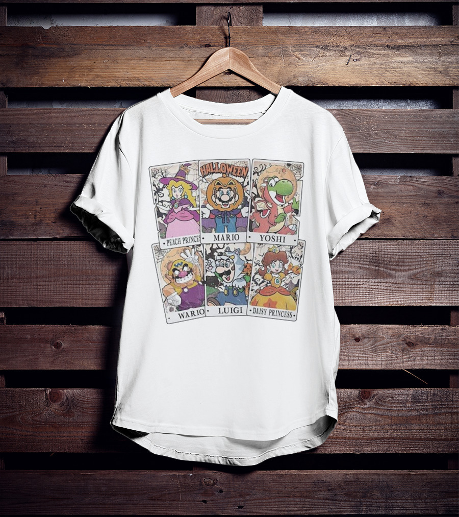 Halloween Super Mario Tarot Cards Peach Luigi Yoshi Wario Daisy T-Shirt
