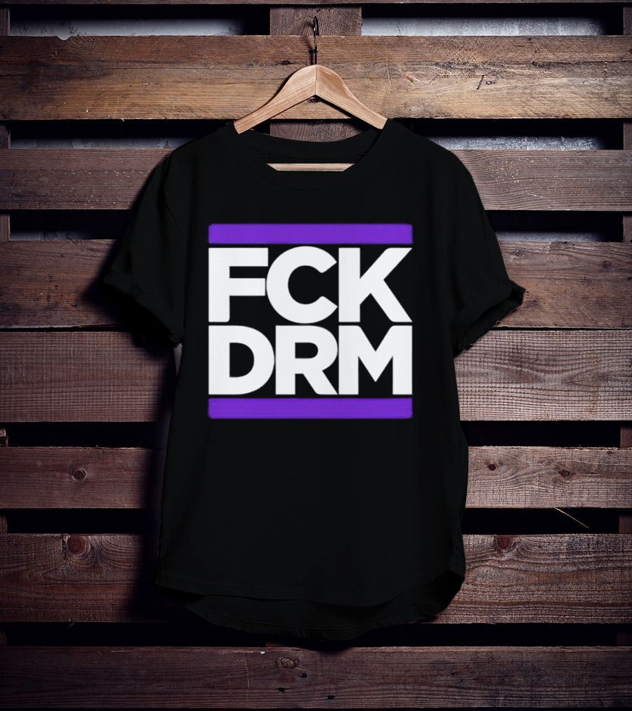 FCK DRM White Text On Purple T-Shirt
