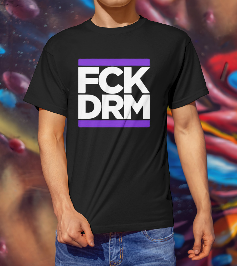 FCK DRM White Text On Purple T-Shirt