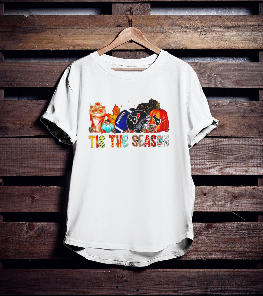 Houston Texans Tis The Season Halloween Football Pumpkins Fall Decor T-Shirt