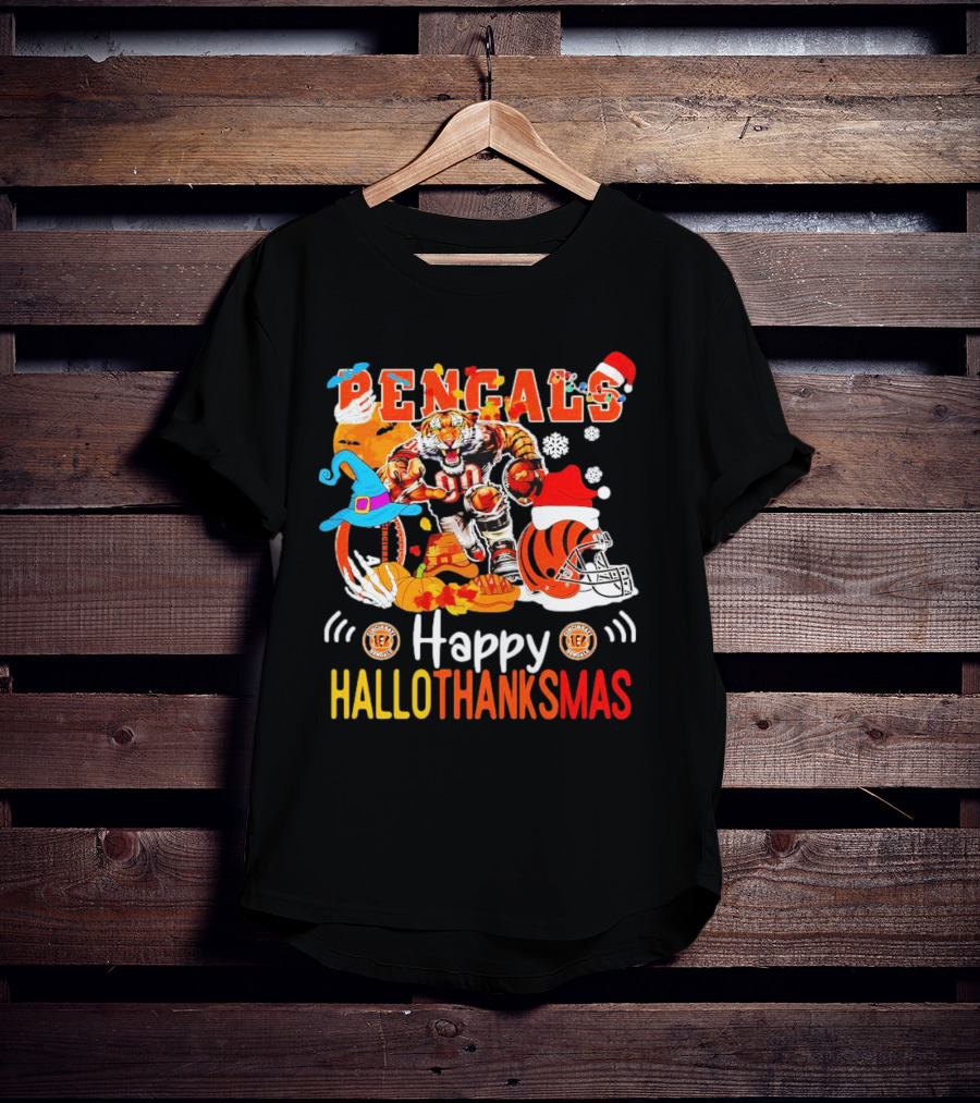 Bengals Mascot Festive Happy Hallothanksmas T-Shirt