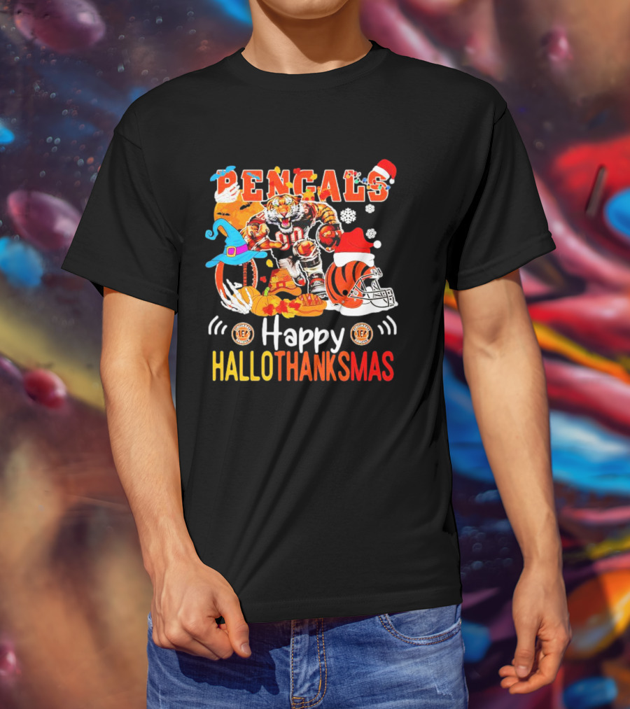 Bengals Mascot Festive Happy Hallothanksmas T-Shirt