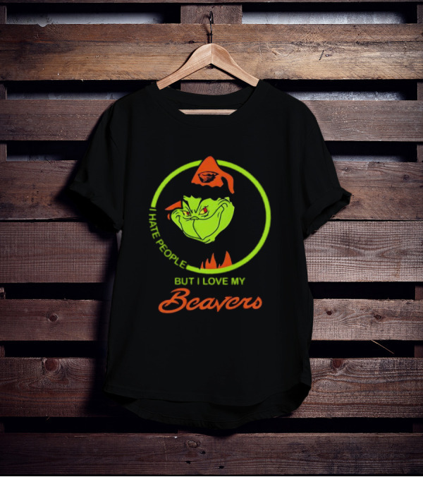 Grinch I Hate People But I Love My Oregon State Beavers Christmas T-Shirt