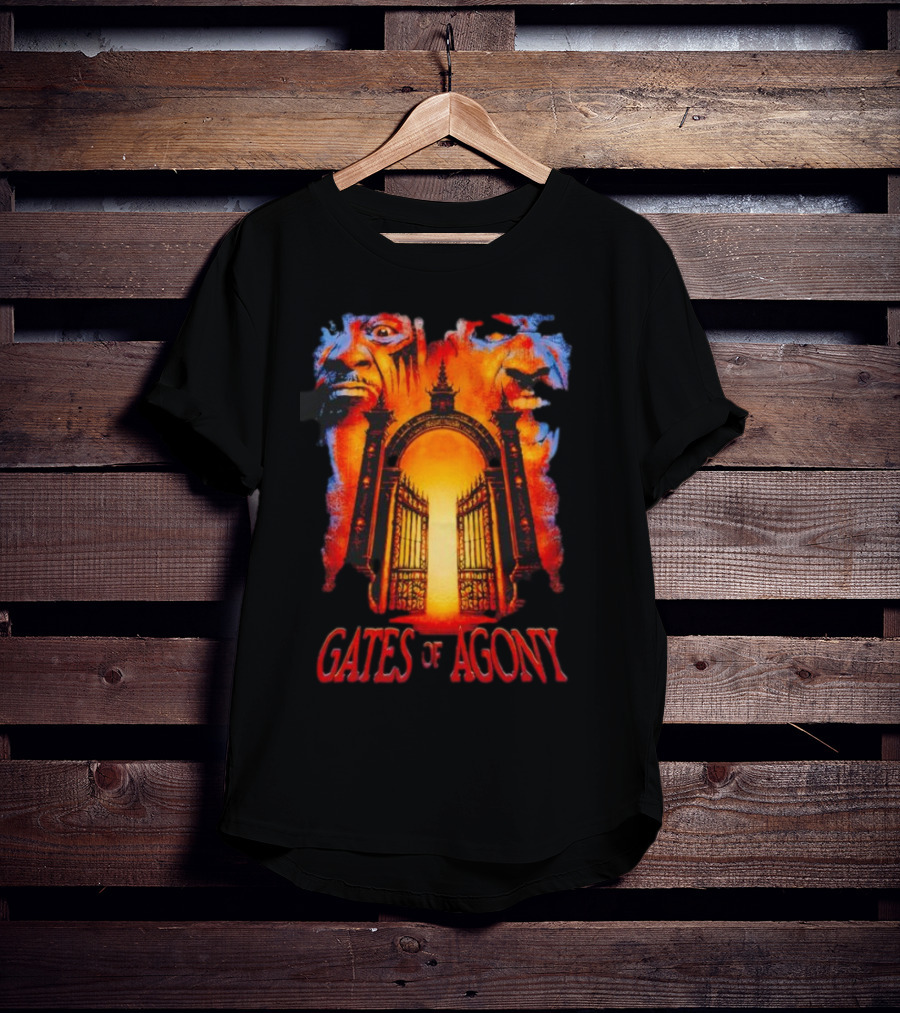Gates Of Agony Open The Gates With Horror Faces And Fiery Entrance T-Shirt