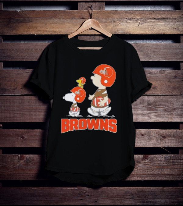 Snoopy Charlie Brown Woodstock Football Browns T-Shirt