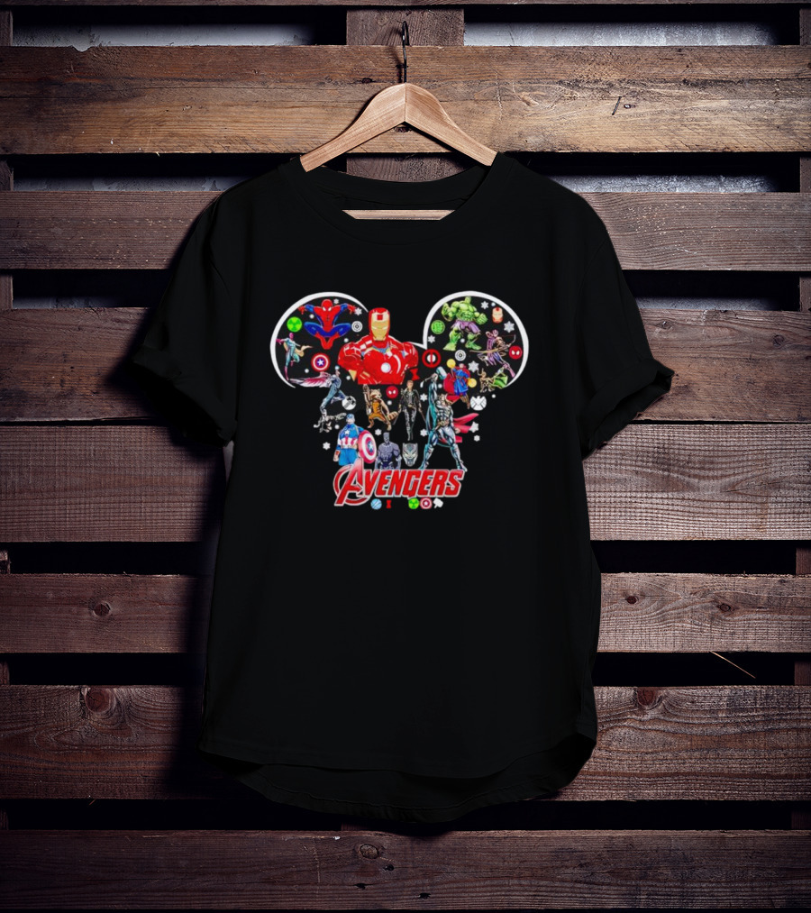 Avengers Marvel Characters In Mickey Mouse Head Shape T-Shirt