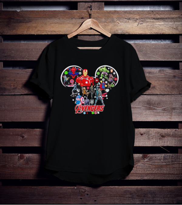 Avengers Marvel Characters In Mickey Mouse Head Shape T-Shirt