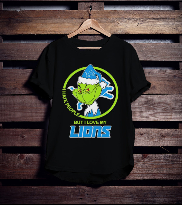 Grinch I Hate People But I Love My Detroit Lions T-Shirt