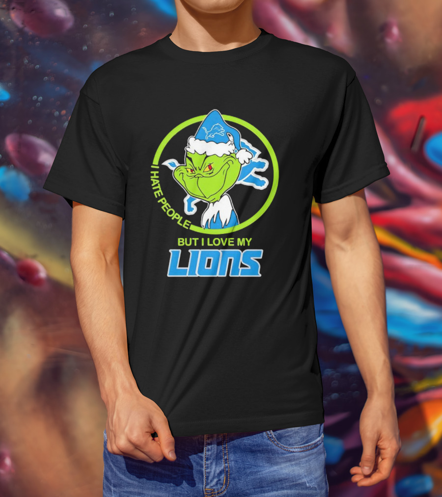 Grinch I Hate People But I Love My Detroit Lions T-Shirt