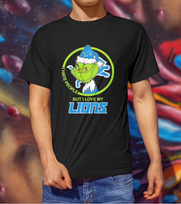 Grinch I Hate People But I Love My Detroit Lions T-Shirt