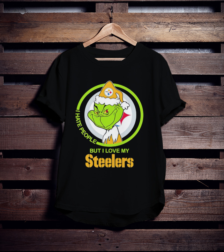 Grinch I Hate People But I Love My Steelers Pittsburgh T-Shirt