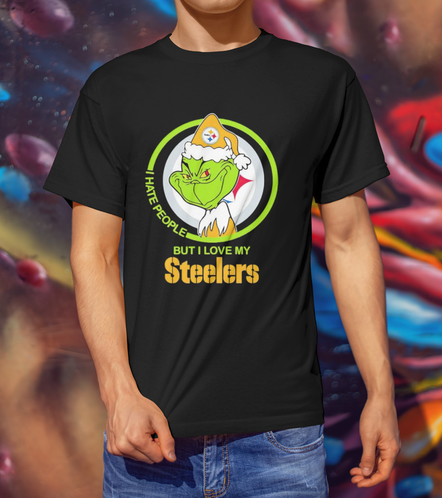 Grinch I Hate People But I Love My Steelers Pittsburgh T-Shirt