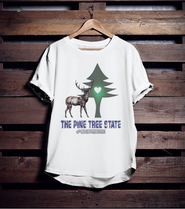 Reindeer The Pine Tree State Heart Icon #LewistonStrong T-Shirt