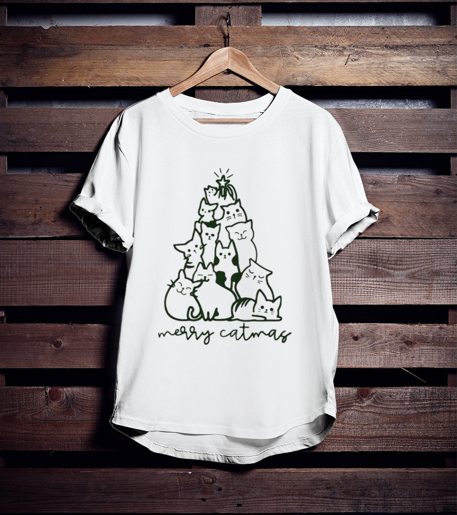 Merry Catmas Cats Christmas Tree T-Shirt