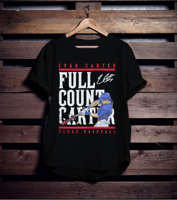 Evan Carter Full Count Carter Texas Baseball Signature T-Shirt