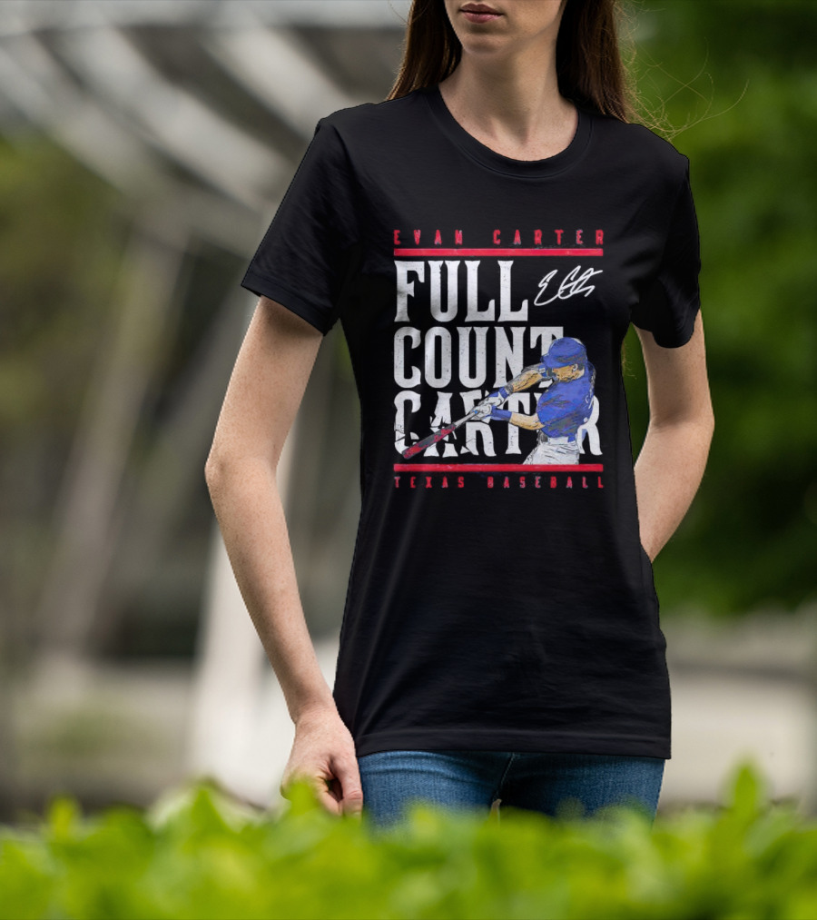 Evan Carter Full Count Carter Texas Baseball Signature T-Shirt