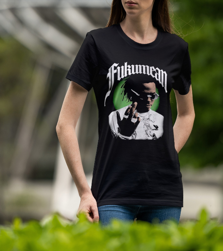 Fukumean 90s Vintage Hip Hop Style With Green Aura T-Shirt