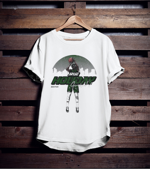 Jrue Holiday Boston Celtics Skyline Basketball Signature T-Shirt