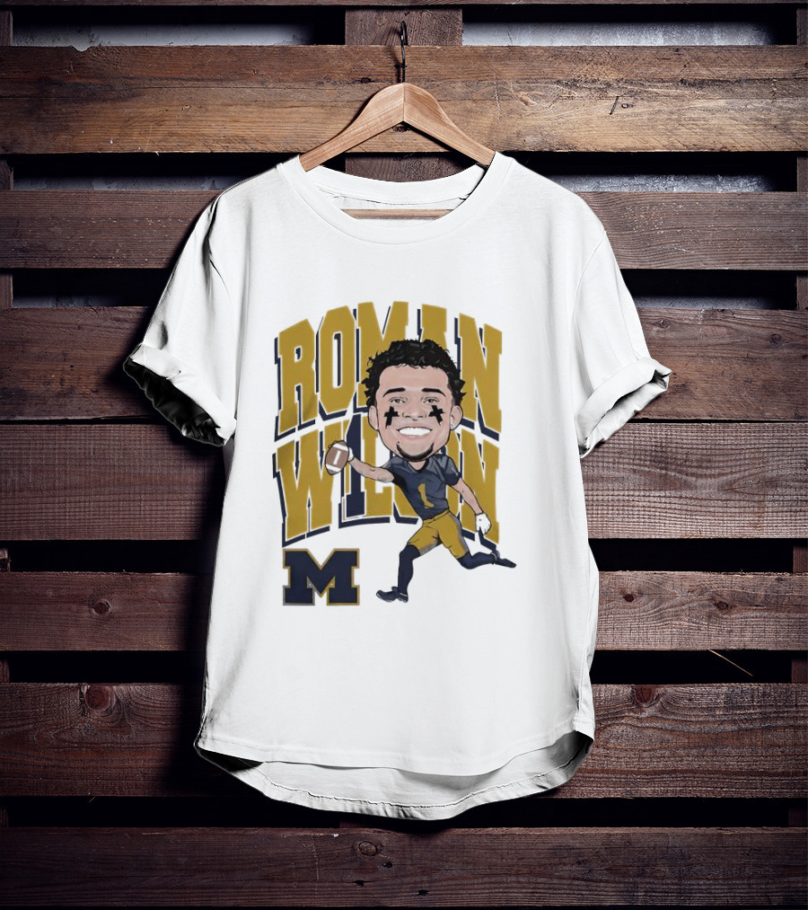 Roman Wilson University Of Michigan Football Caricature Roman Wilson M T-Shirt