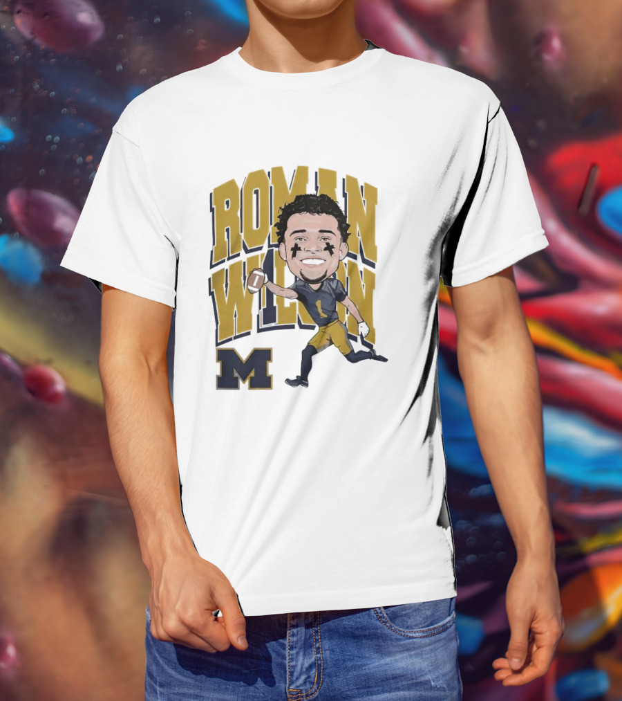 Roman Wilson University Of Michigan Football Caricature Roman Wilson M T-Shirt
