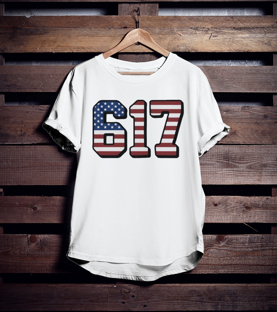 Boston 617 USA Flag T-Shirt