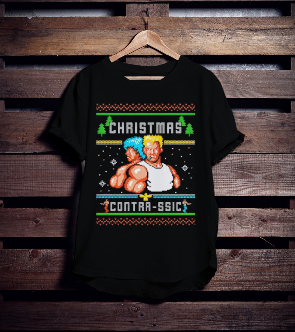 Christmas Contra-ssic Retro Gaming Mashup T-Shirt