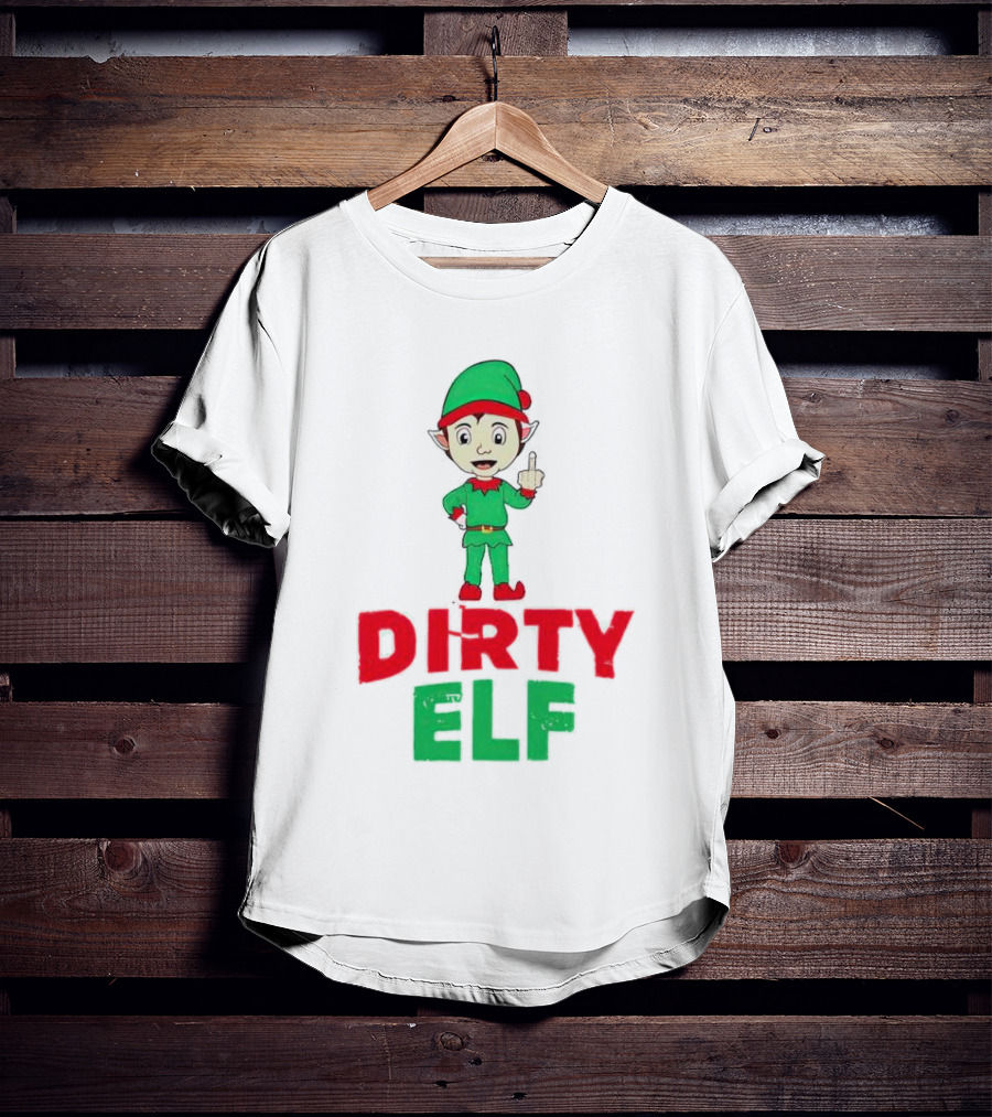 Dirty ELF Christmas Middle Finger T-Shirt