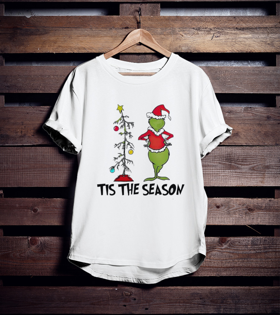 Grinch Tis The Season With Charlie Brown Christmas Tree T-Shirt