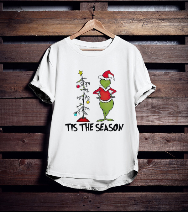 Grinch Tis The Season With Charlie Brown Christmas Tree T-Shirt