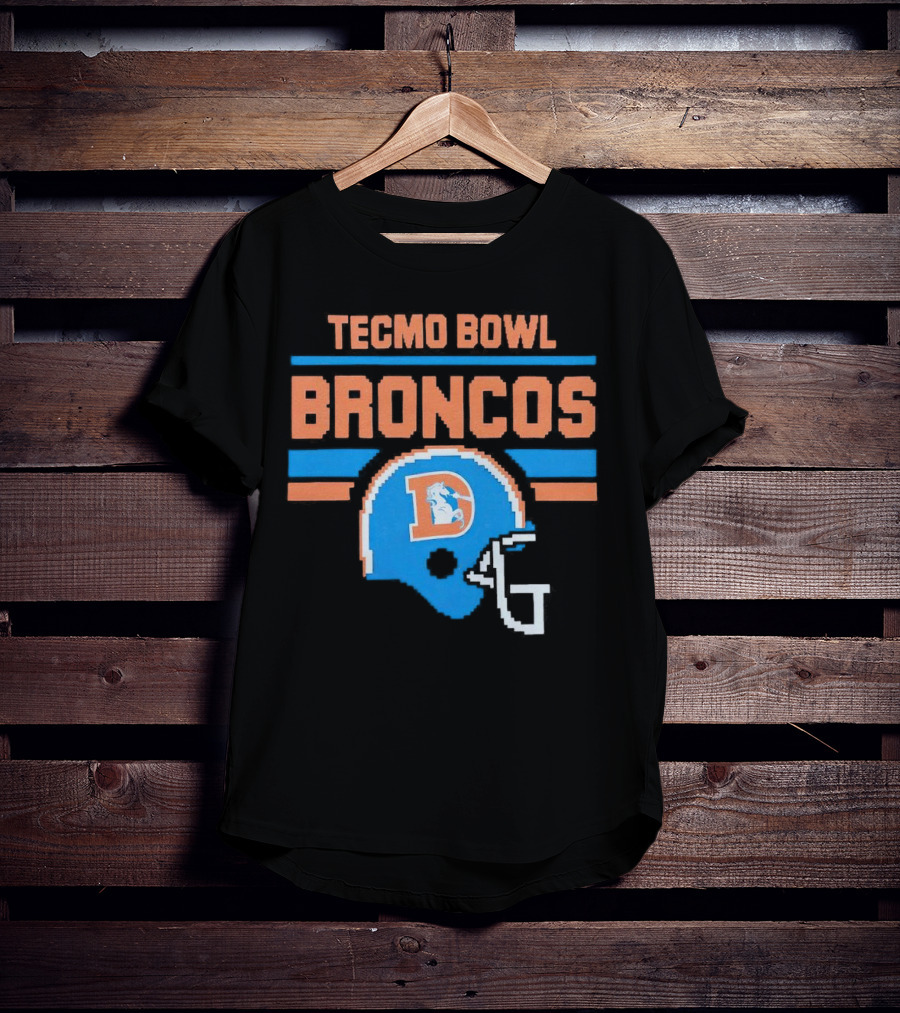 Tecmo Bowl Denver Broncos Retro Helmet Pixel T-Shirt