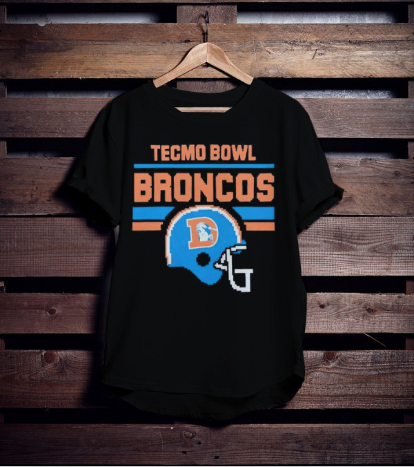 Tecmo Bowl Denver Broncos Retro Helmet Pixel T-Shirt