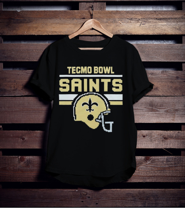 Tecmo Bowl Saints New Orleans Retro Football Helmet T-Shirt