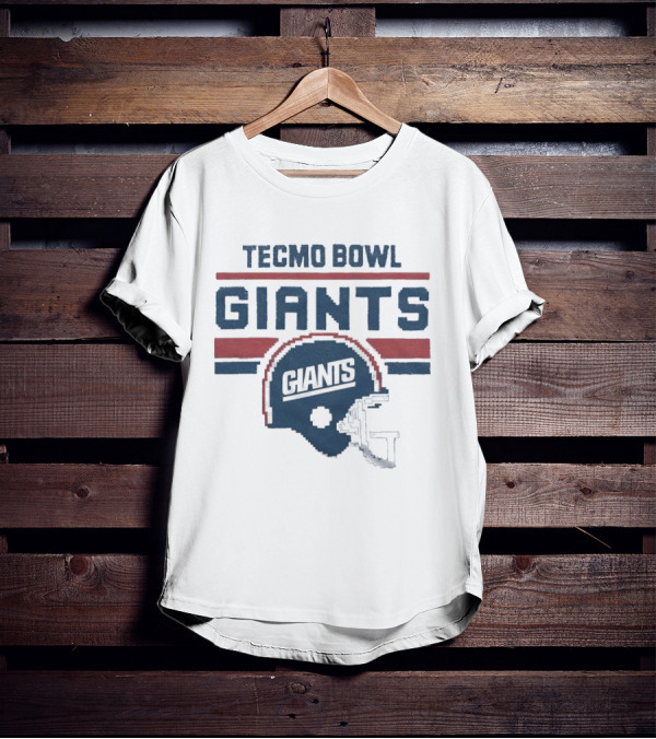 Tecmo Bowl Giants Helmet Retro Pixel T-Shirt