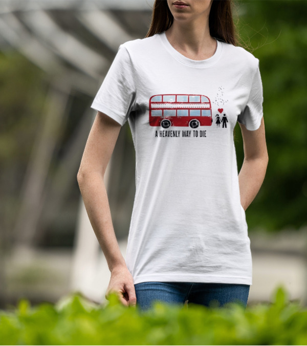 A Heavenly Way To Die Red Double-Decker Bus Couple And Heart T-Shirt