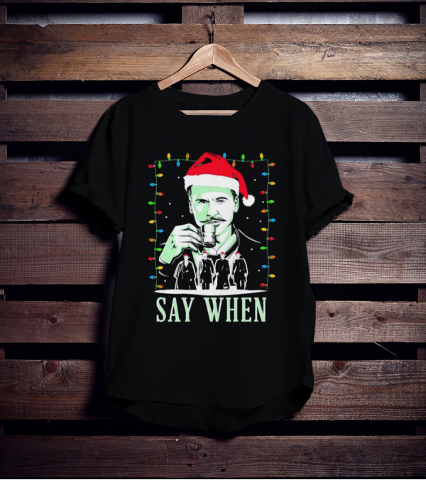 Doc Holliday Say When Christmas Lights Santa Hat T-Shirt