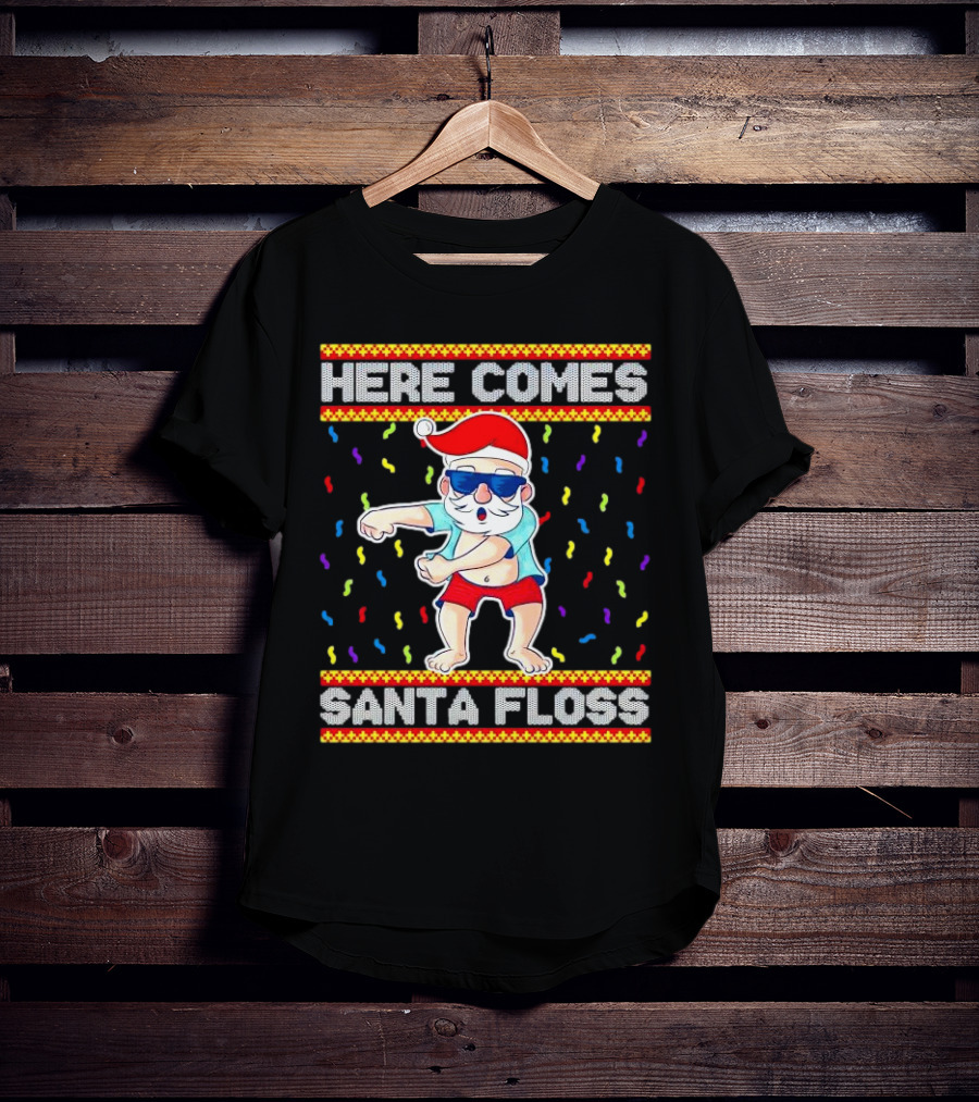 Here Comes Santa Floss Christmas Dance Party T-Shirt