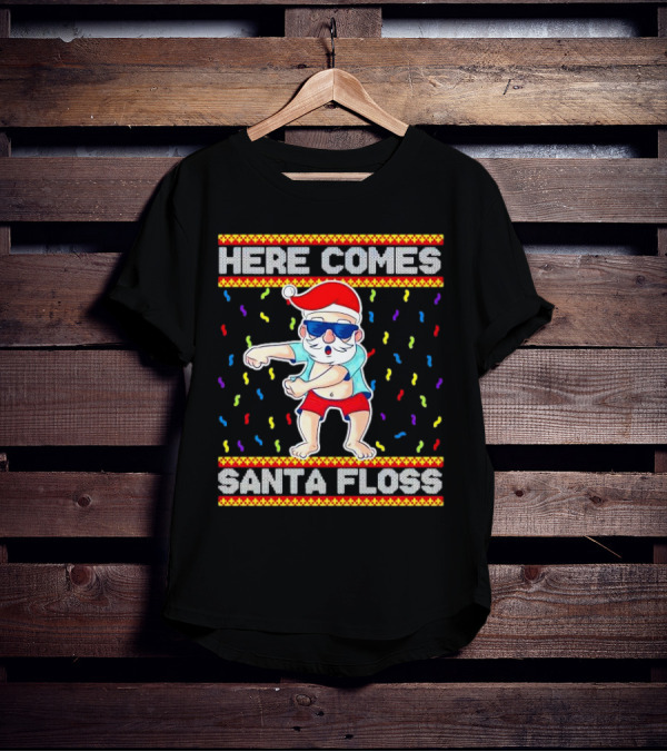 Here Comes Santa Floss Christmas Dance Party T-Shirt