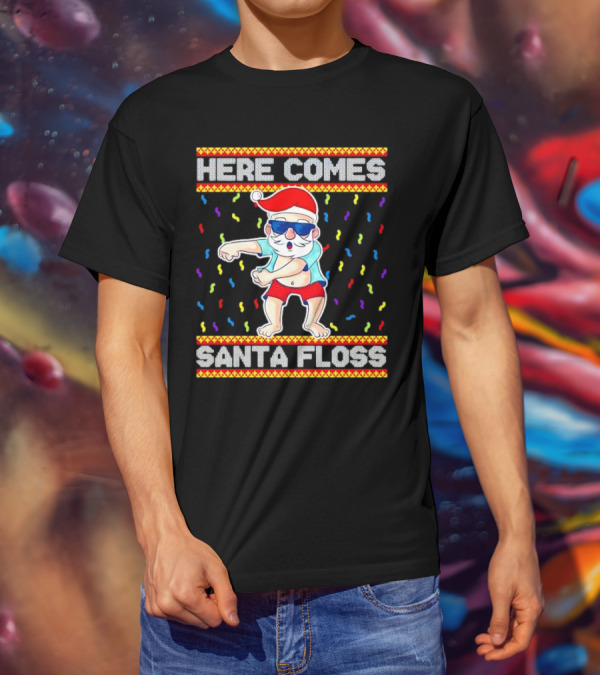 Here Comes Santa Floss Christmas Dance Party T-Shirt