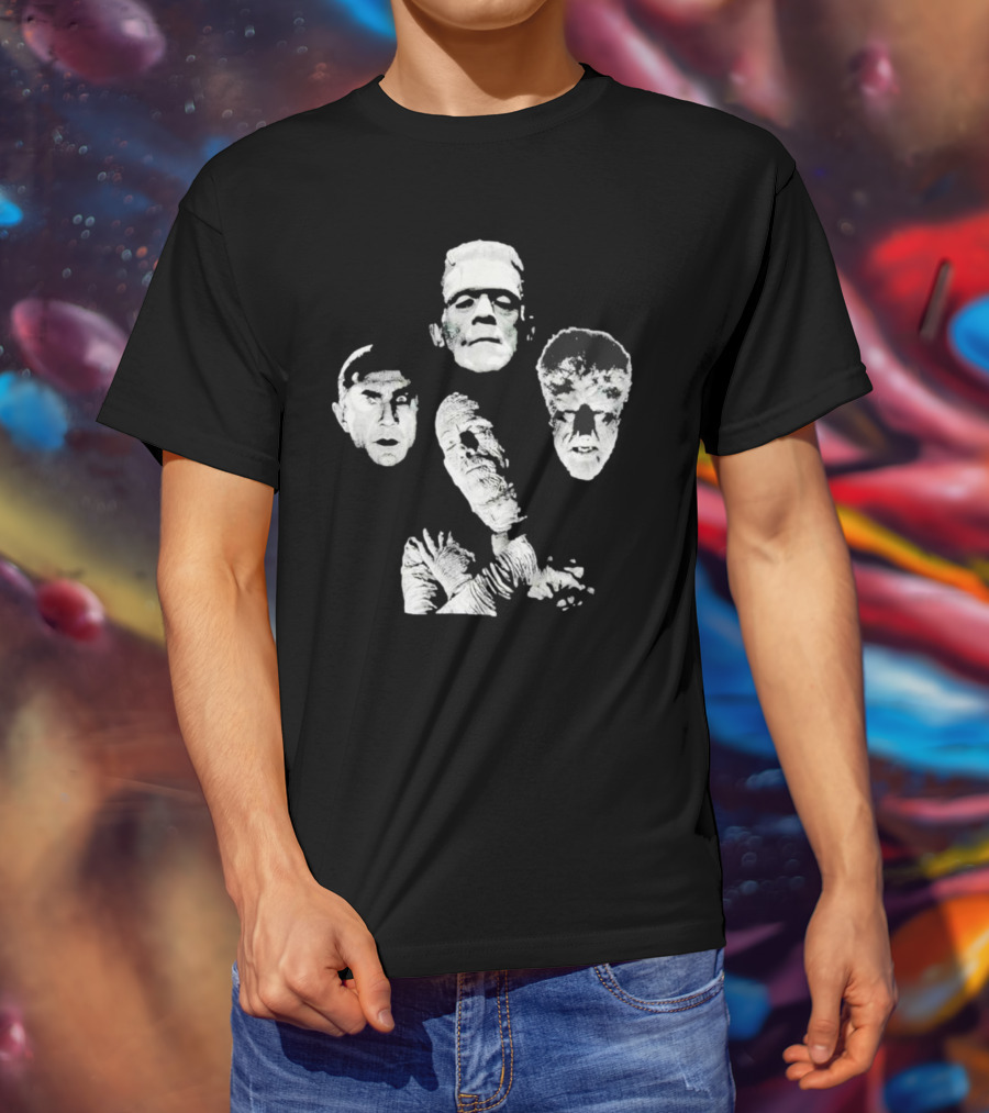 Rock Rebel Monster Dracula Frankenstein Mummy Wolfman Horror Band T-Shirt