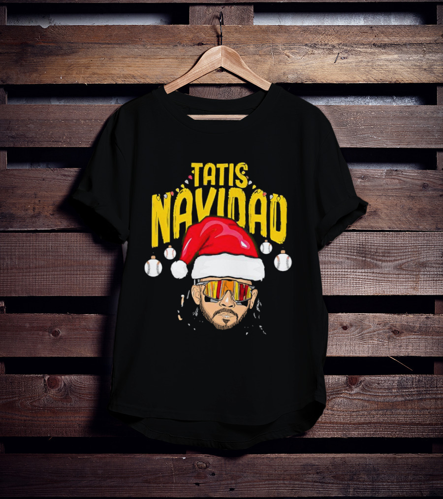 Tatis Navidad Santa Hat Baseball Sunglasses T-Shirt