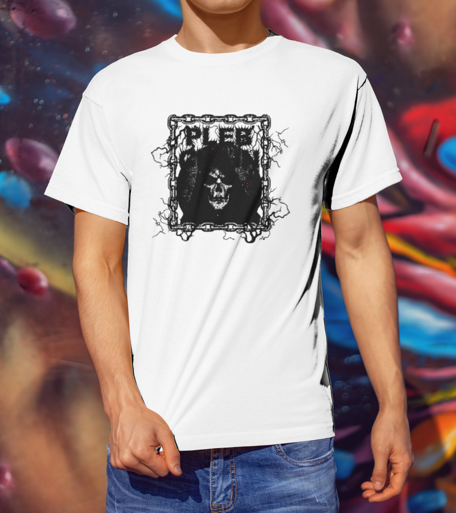 Plebchain Skull With Lightning And Chains T-Shirt