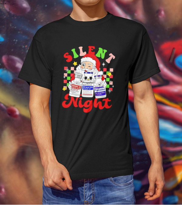 Silent Night ICU Nurse Christmas Santa Helpers T-Shirt