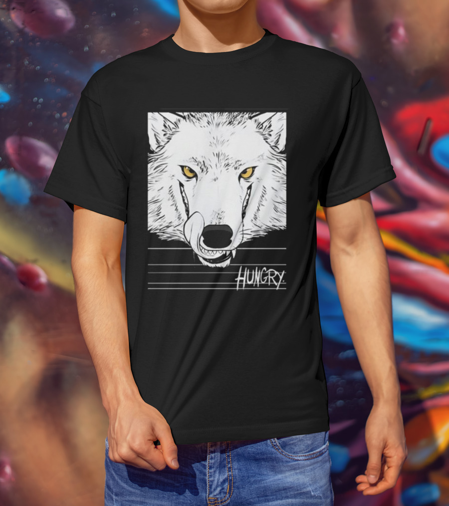 Hungry Wolf Illustration With Intense Expression T-Shirt